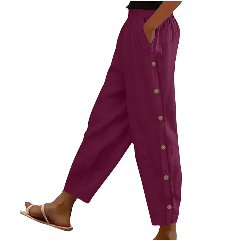 Women's Casual Pants Elastic Waist Trousers With Pockets