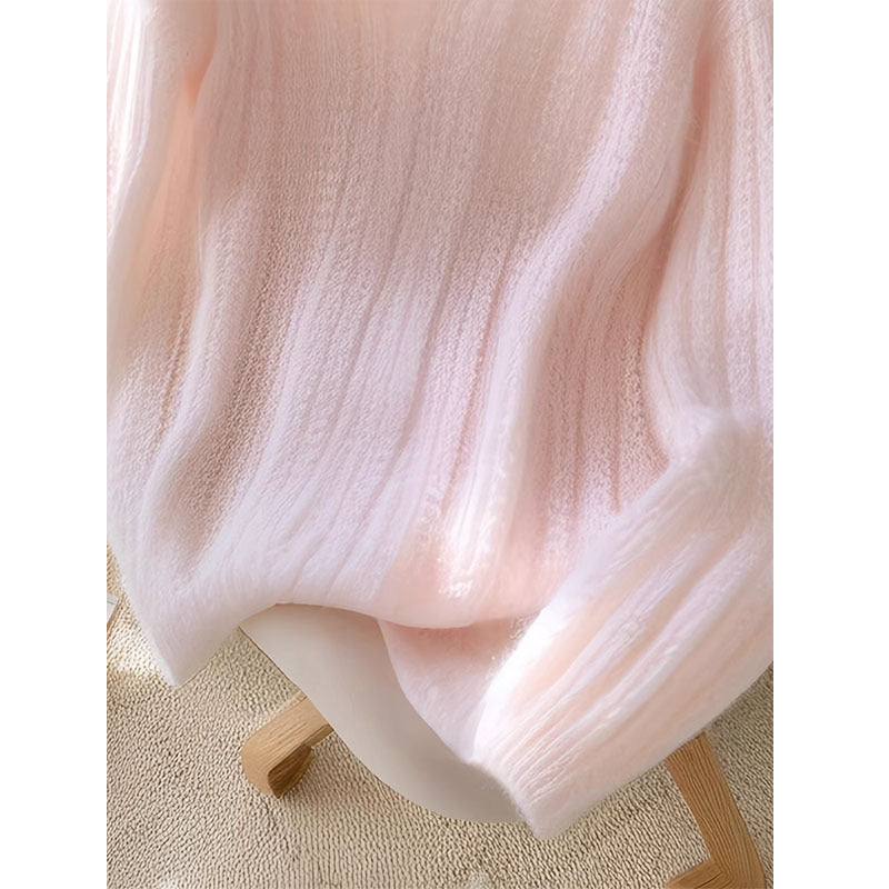 V-neck Loos Soft Glossy Dopamine Sweater