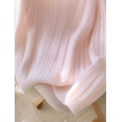 V-neck Loos Soft Glossy Dopamine Sweater