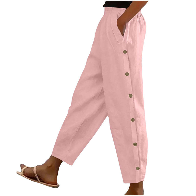 Women's Casual Pants Elastic Waist Trousers With Pockets