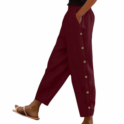 Women's Casual Pants Elastic Waist Trousers With Pockets