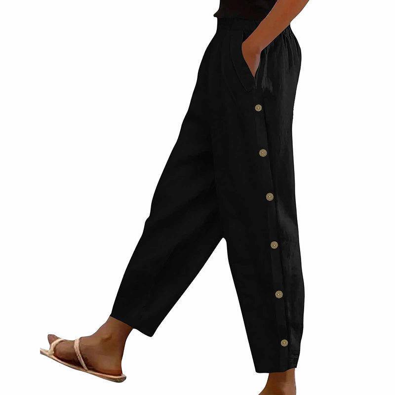 Women's Casual Pants Elastic Waist Trousers With Pockets