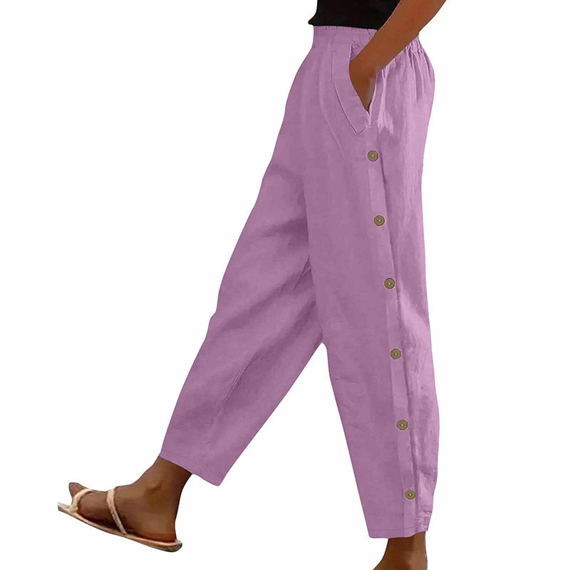 Women's Casual Pants Elastic Waist Trousers With Pockets