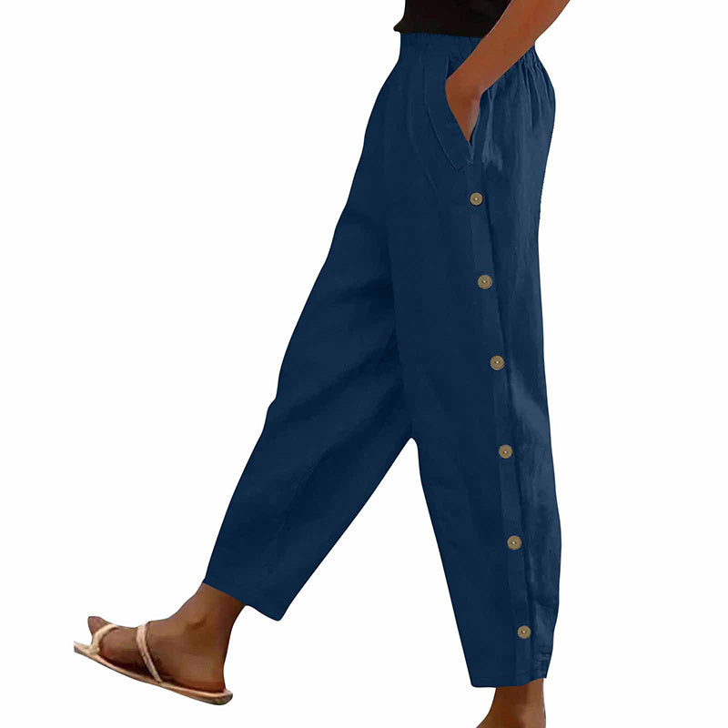 Women's Casual Pants Elastic Waist Trousers With Pockets