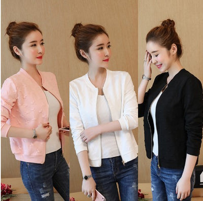 Women's Fashion Casual Solid Color Jacquard Sweater Jacket