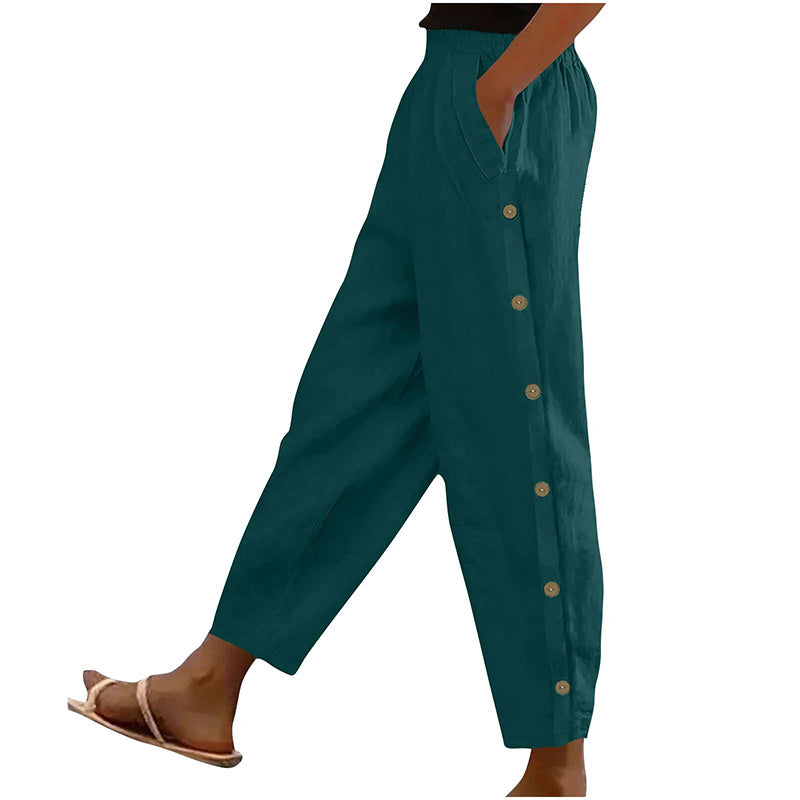 Women's Casual Pants Elastic Waist Trousers With Pockets
